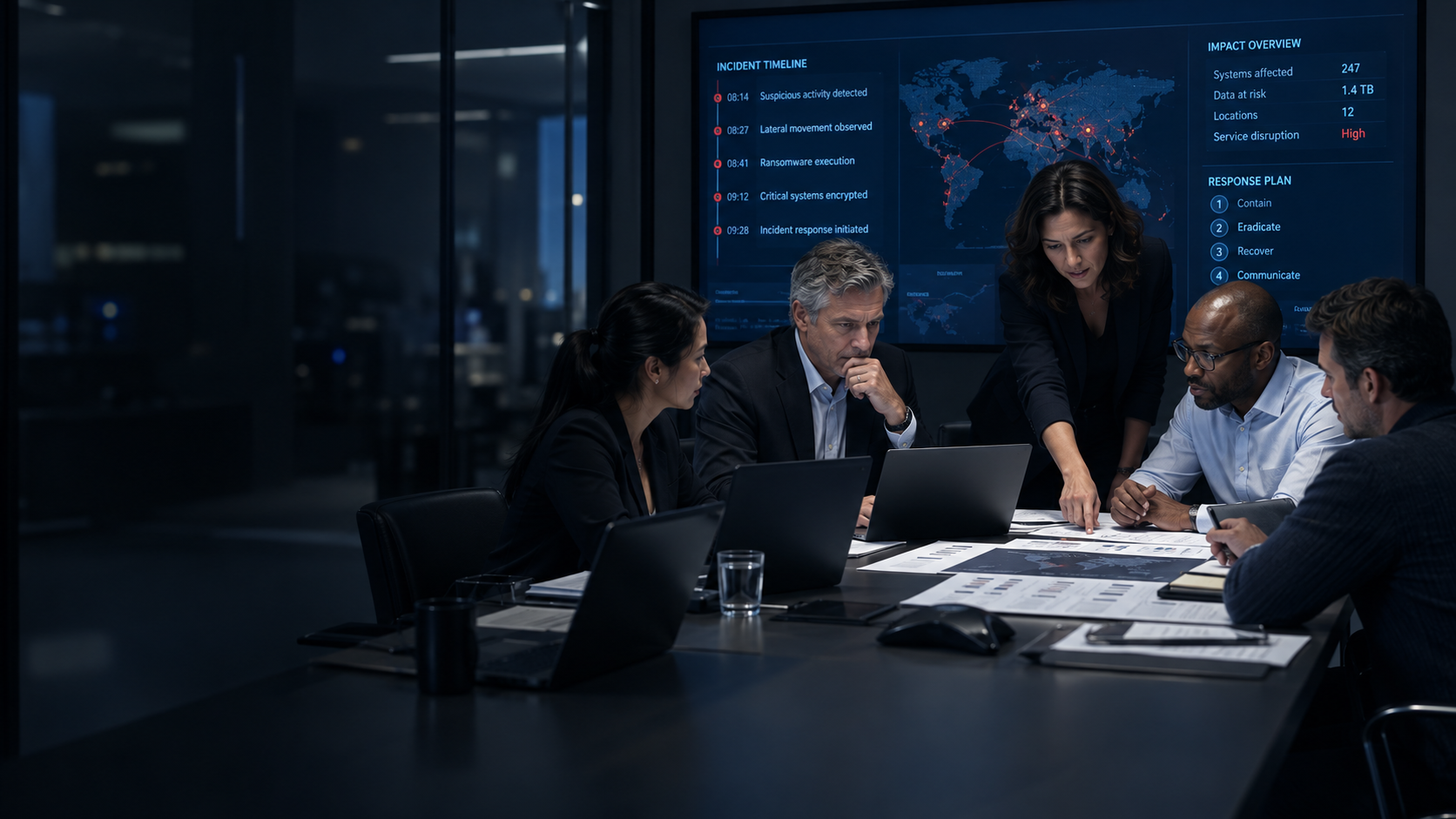 Executive and technical teams conducting a ransomware tabletop exercise